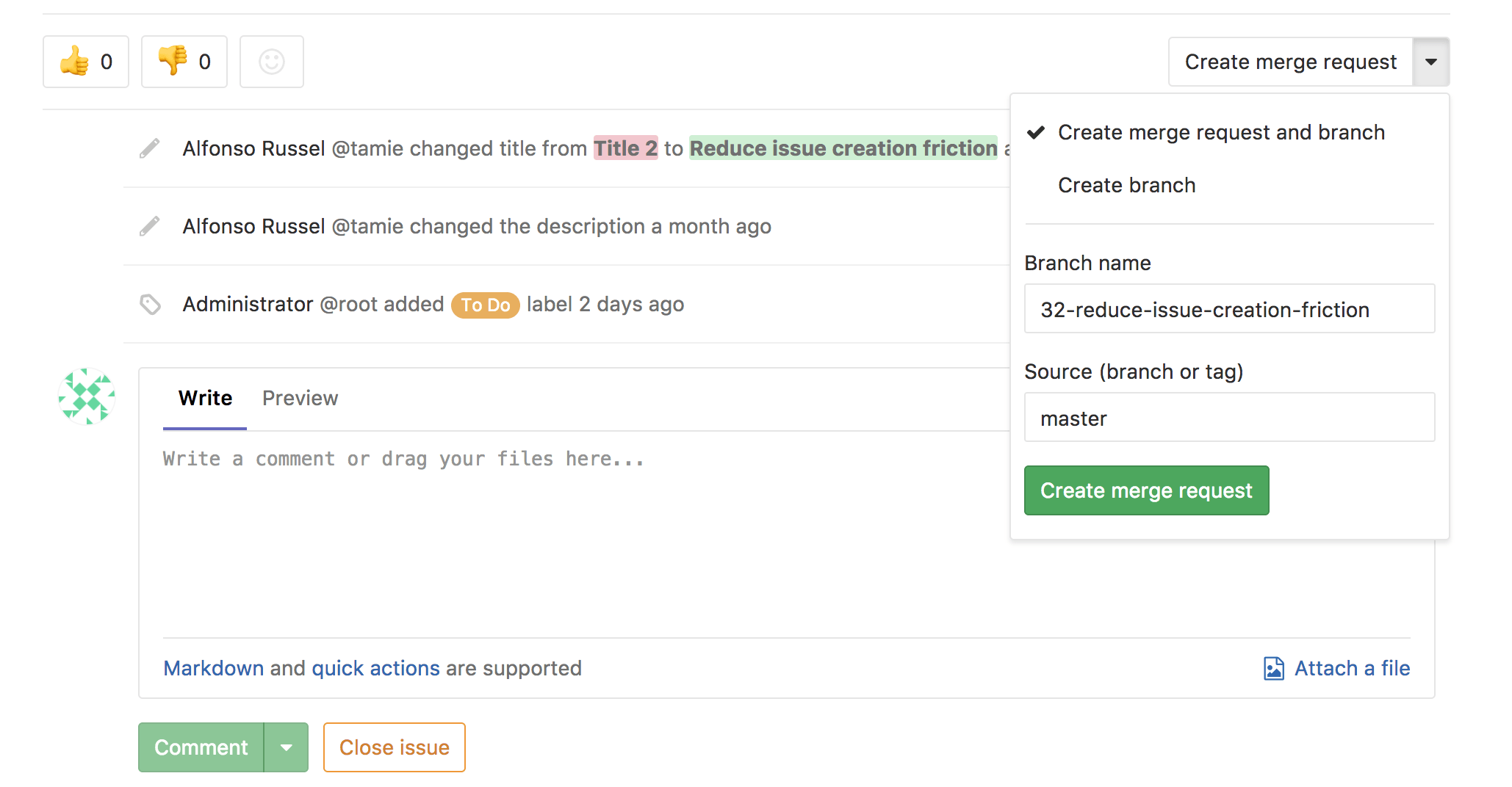 Customize branch name when creating merge request from issue