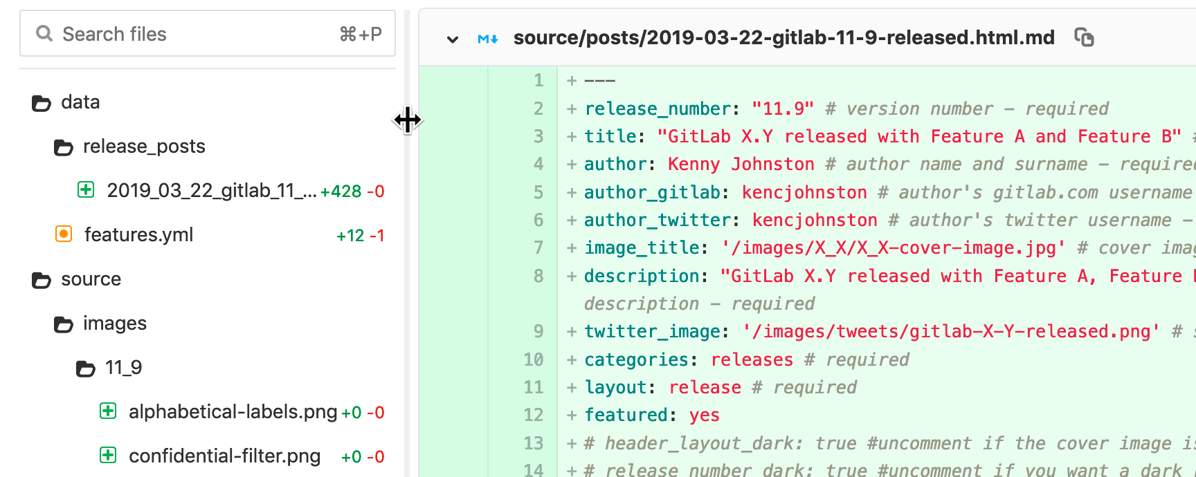 Resizeable merge request file tree