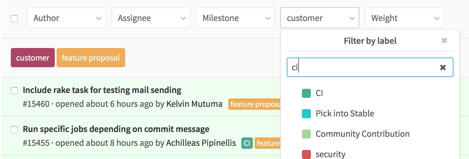 Multiple label filter in GitLab 8.7