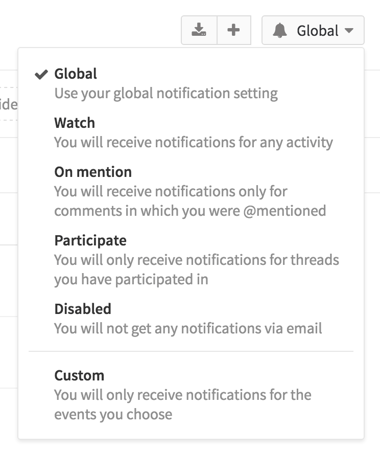 Custom notification level in GitLab 8.9